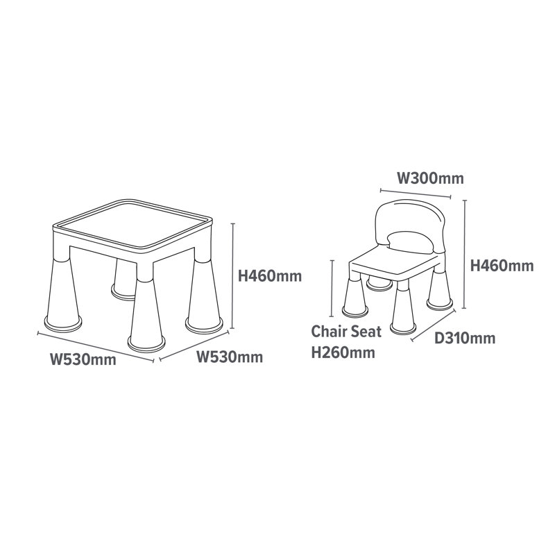 Kids Plastic Table and Two Chairs Set, Multi Colour