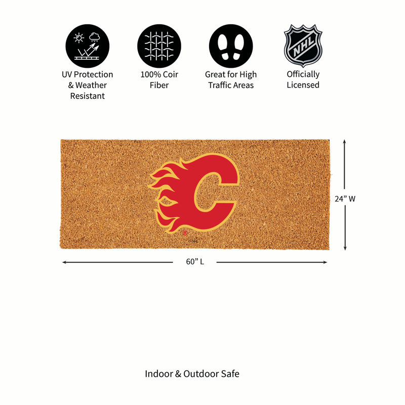 Grand tapis en fibre de coco Calgary Flames, L 24 po x L 60 po