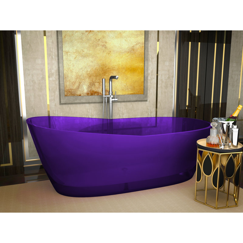 Ember 65.63'' x 32.5'' Soaking Stone Bathtub, Evening Violet