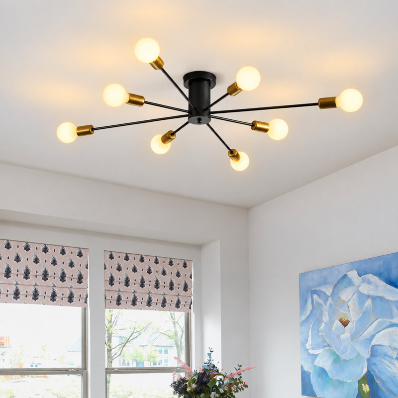 Annalese 8 - Light Sputnik Chandelier, Black/Gold
