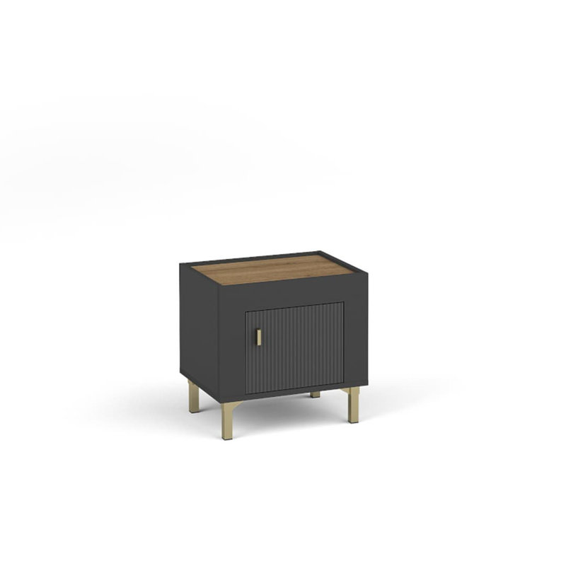 Paikea 48cm W Manufactured Wood Bedside Table, Black
