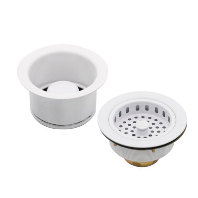 COMBO PACK 3-1/2" Post Style Kitchen Sink Basket Strainer and Extra-Deep Collar Waste Disposal Trim