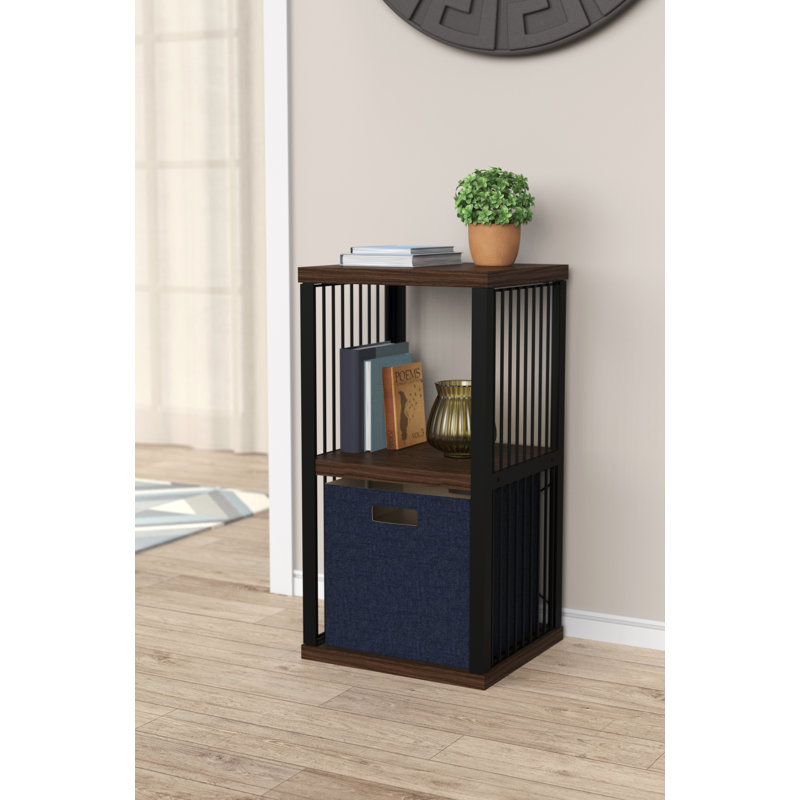 30.55" H x 16.1" W Steel Frame 2-Cube Bookcase, Apple Walnut