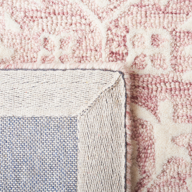 Tapis rose / ivoire en laine touffeté à la main Kyndall, Rond 6 pi