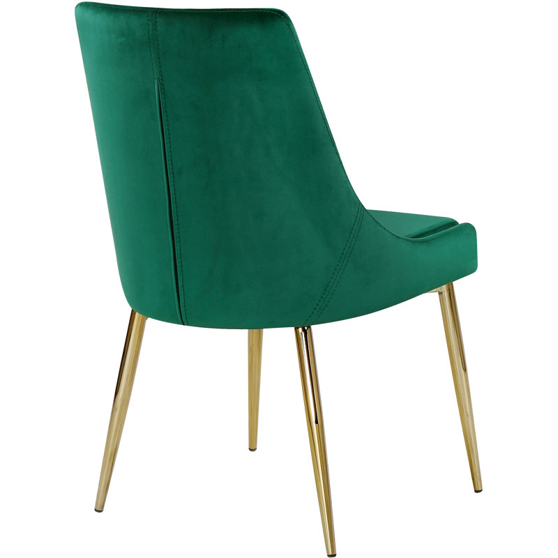 Chaise rembourrée en velours Karina, Doré, Velours vert