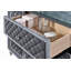 Commode 9 tiroirs avec plateau en verre trempé et boutons de tiroir en faux cristal, commode de rangement pour la chambre à coucher