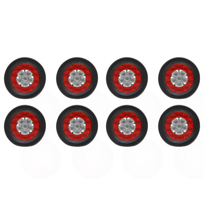 4 Pcs 4"16 LED Round Trailer Tail Lights Red Stop Turn Brake Lights White Reverse Backup Lights