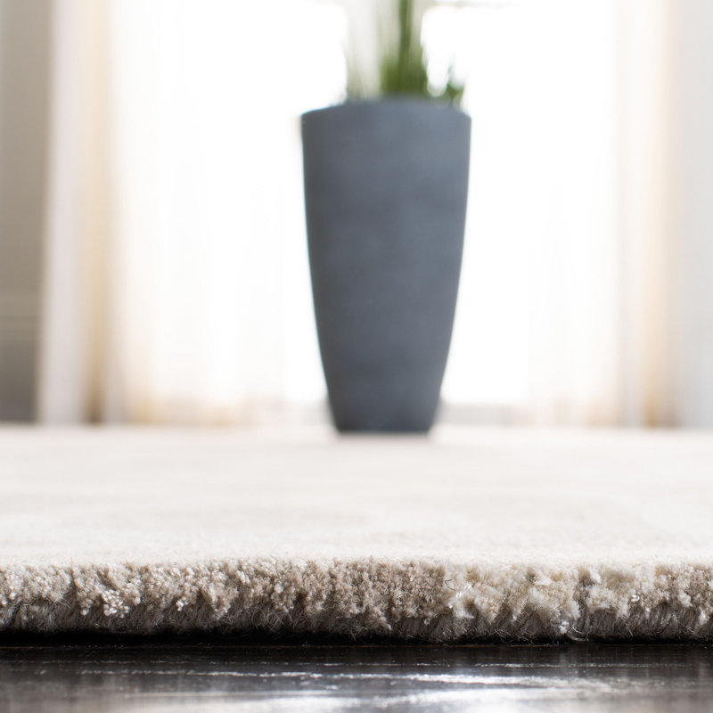 Tapis beige touffeté à la main Deedre, Carré 6 pi