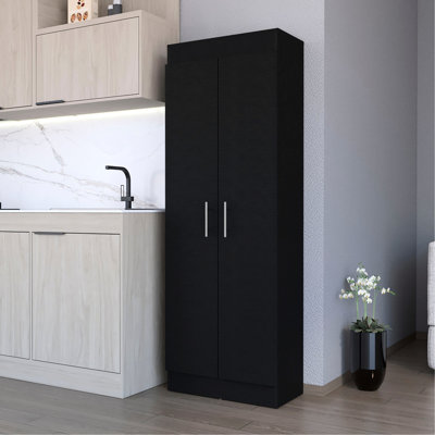 Garde-manger noir avec 5 tablettes - Armoire optionnelle pour tablettes