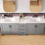 Meuble-lavabo double 84 po gris avec comptoir en quartz, lavabos en céramique, trois tiroirs, espace de rangement réglable et accents arrondis en métal lisse de 84 po, 2 surfaces, 3 tablettes personnalisables