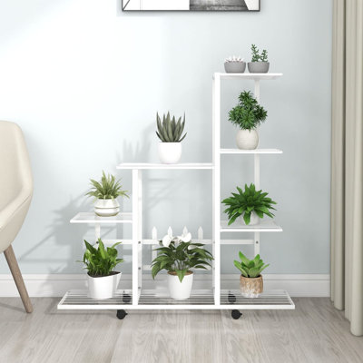 Support à fleurs avec roue 37,2 po x 9,8 po x 36,4 po en métal