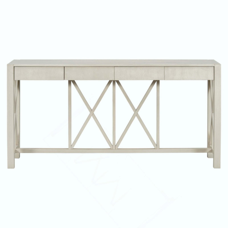 Acacia Veneer Console Table With 4 Spacious Drawers, Modern Crisscross Design Entryway Table With Open Bottom Storage,Farmhouse Sofa Table For Living Room,Kitchen,Dining Room,Hallway
