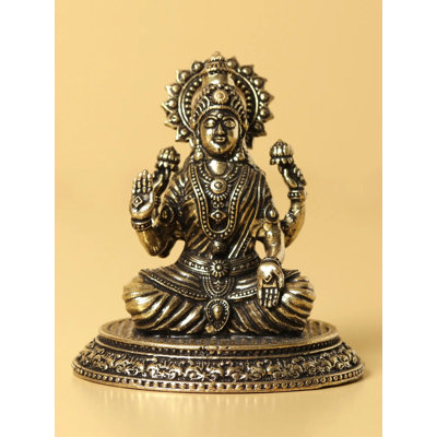 2 Small Superfine Blessing Goddess Lakshmi Brass Statue Brass Golden Home Temple Decor Gift DDM882