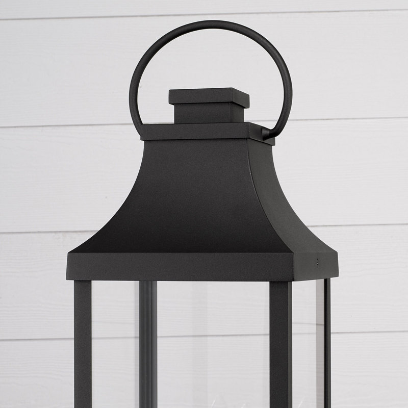 Black 3-Light Outdoor Post Lantern with Clear Glass