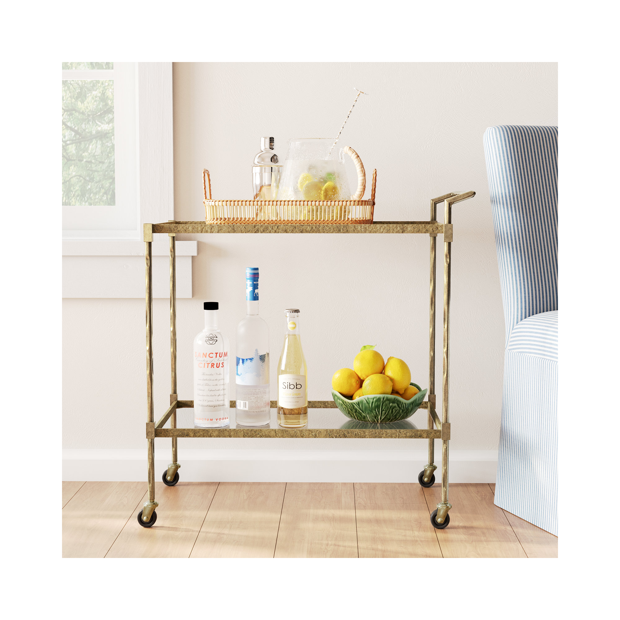 Claudia Metal And Glass Bar Cart