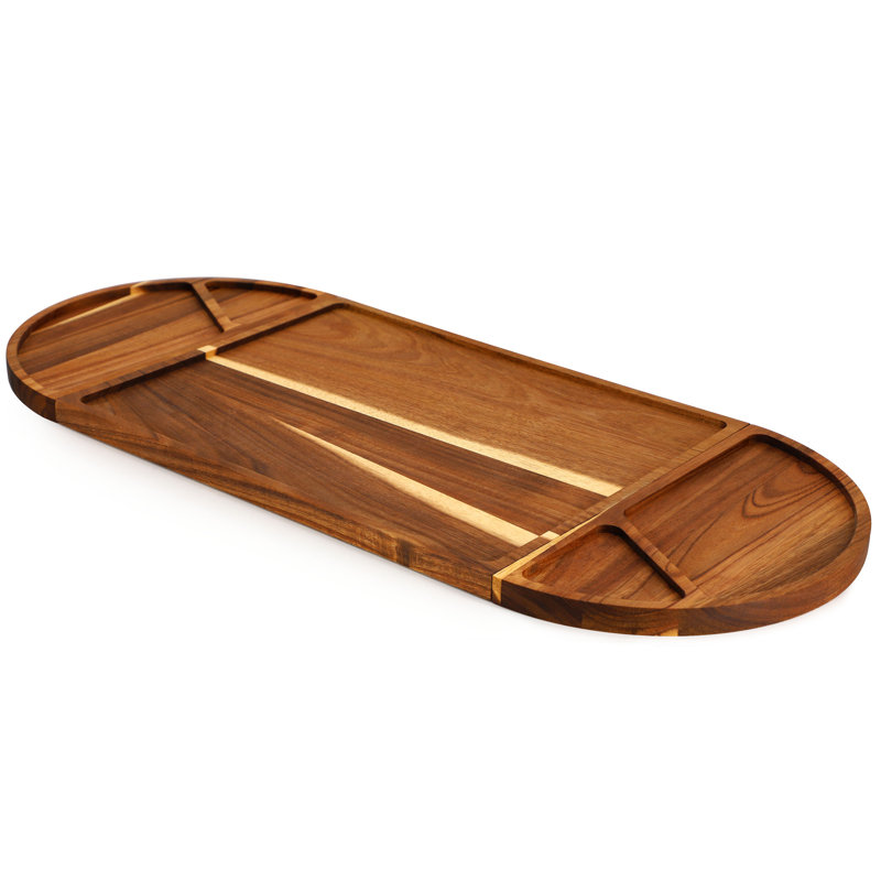  Planche à découper 3 pièces en bois d'acacia avec plateau de service maganitisé