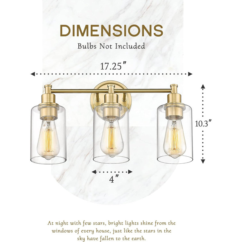 Binegar 3 - Light LED Vanity Light, Champagne Gold