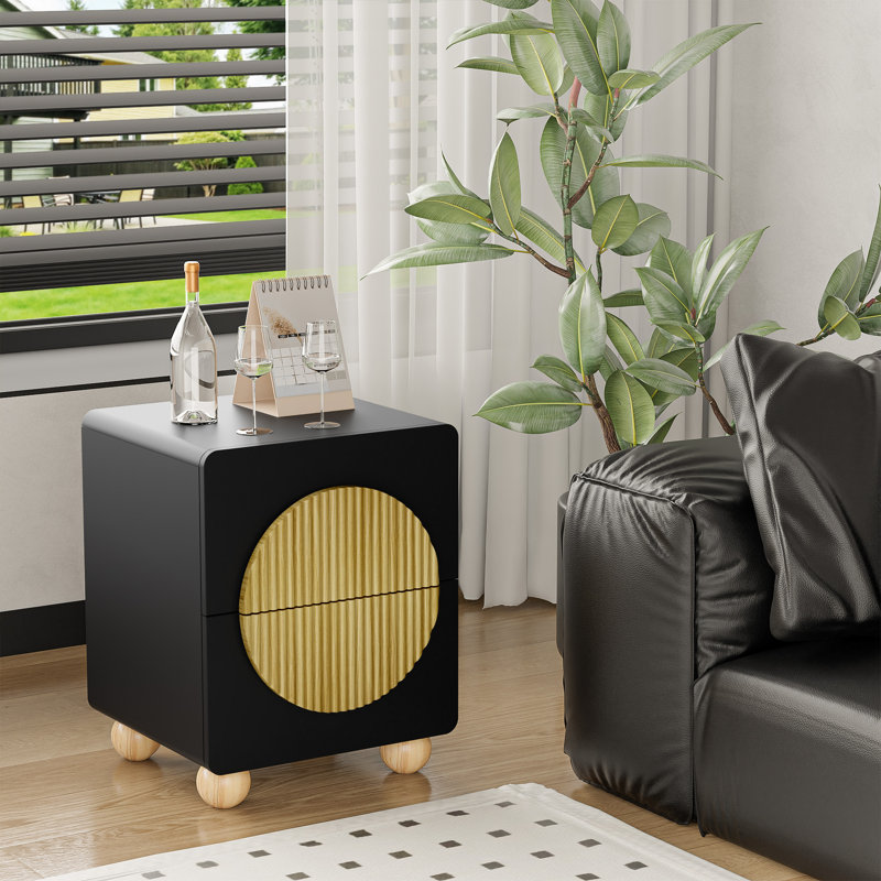 Ensemble de 2 tables de chevet Mid-Century, Noir, Set of 2