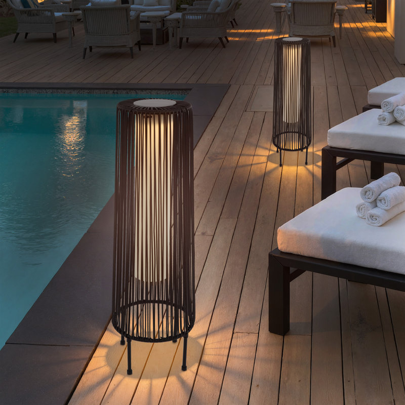 Freida Energy Saving Solar Powered Integrated LED Outdoor Floor Lamp, 26.7" H x 8.6" W x 8.6" D, Black