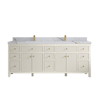 Meuble-lavabo double 84 po avec plateau Sonoma