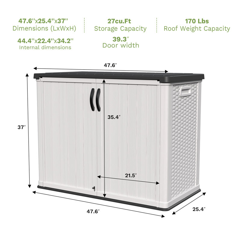 4 Ft. W X 2 Ft. D Outdoor Resin Horizontal Storage Shed, White