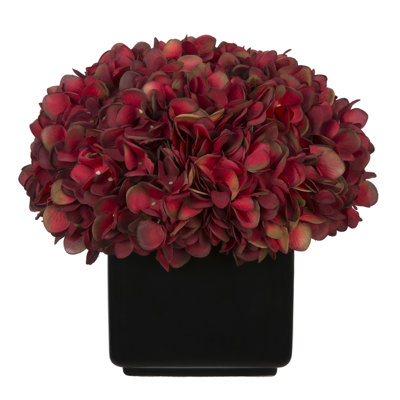Real Touch Burdundy Hydrangea Arrangement in Vase