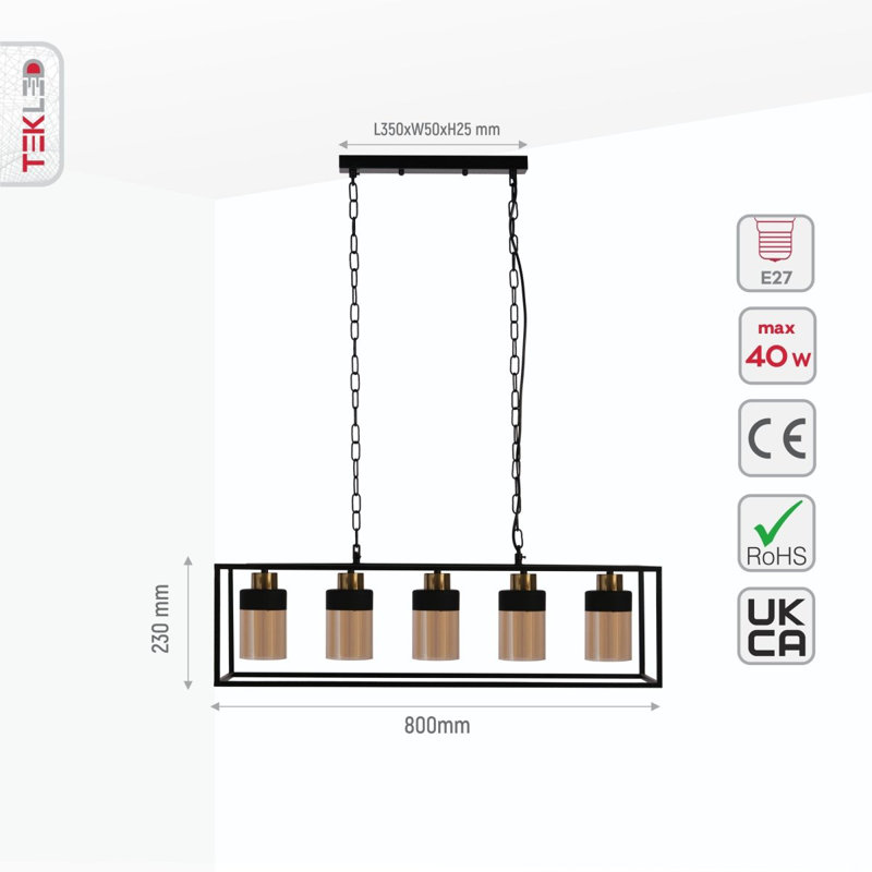 5 - Light Kitchen Island Chandelier