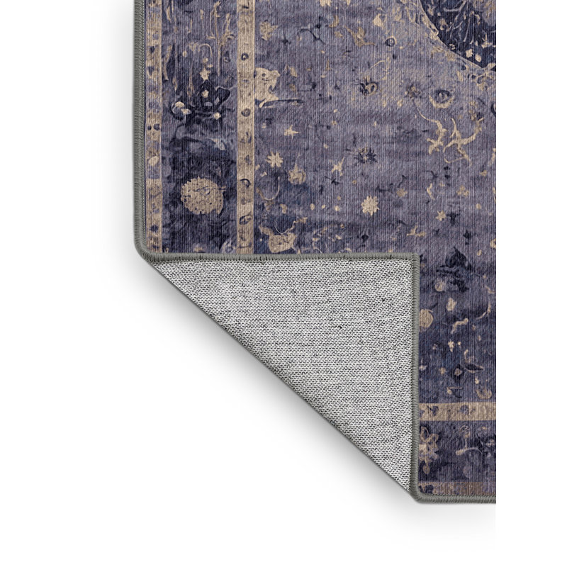 Machine Washable Purple Area Rug, Square 7'