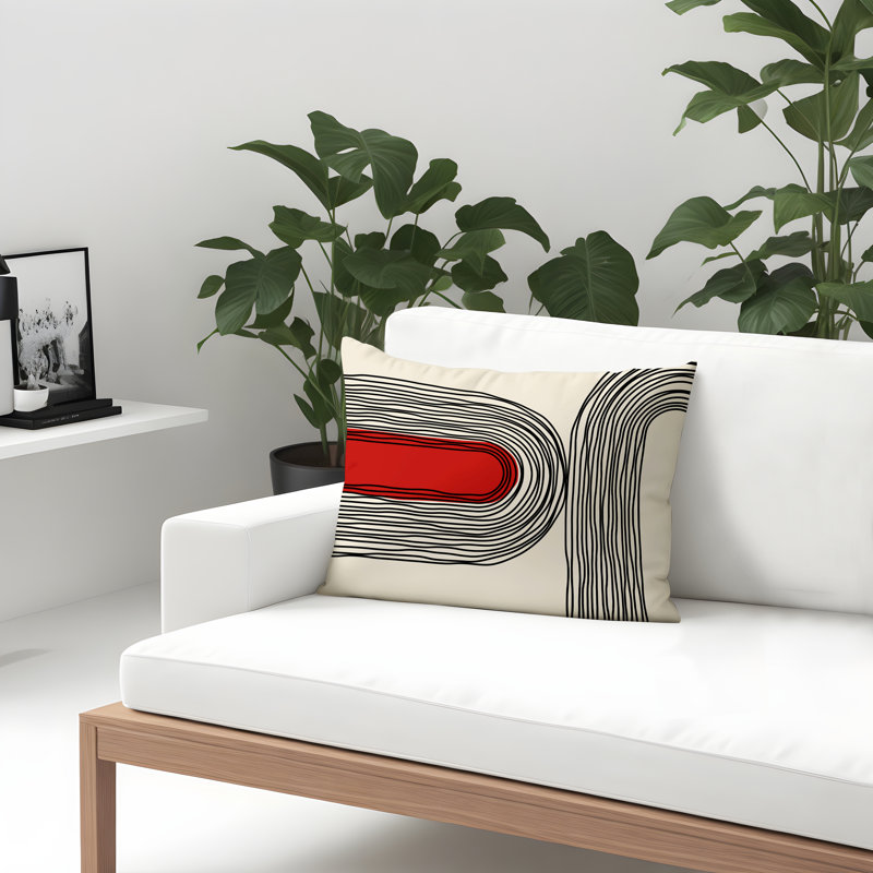 Coussin décoratif réversible intérieur / extérieur Cassie, Rouge, H 14 po x l 20 po