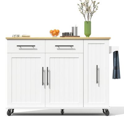 Kitchen Island With 2 Drawers And 2 Doors White
