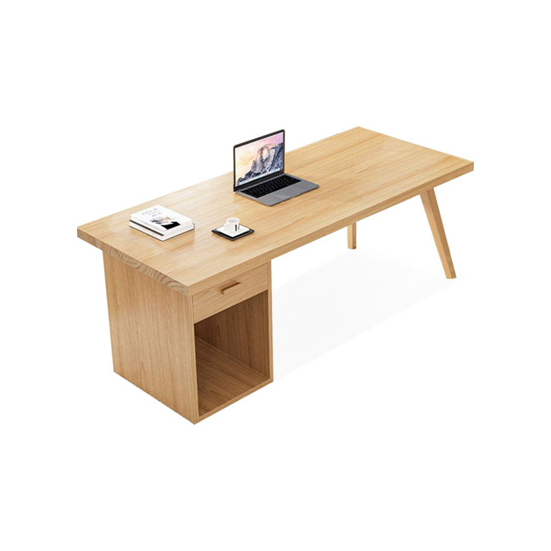 Wood Colour Rectangular Solid Wood With 1 Drawers Desks, Left Hand Facing, 29.53" H x 62.99" W x 27.56" D