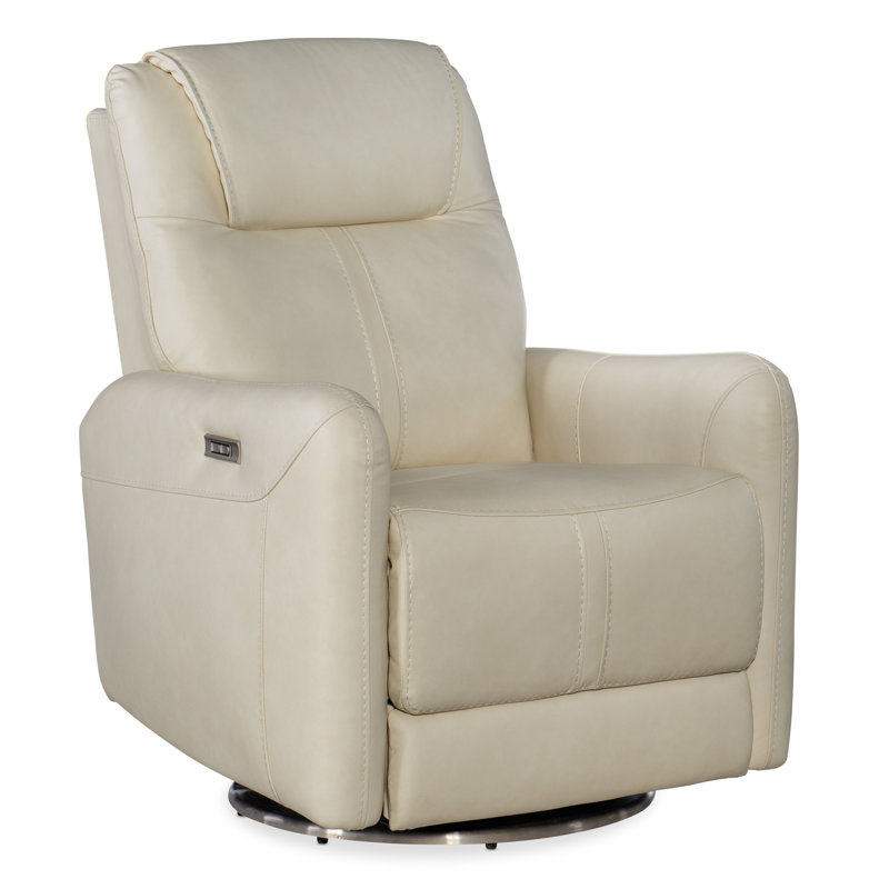 Sheria Leather Power Recliner, Beige Genuine Leather