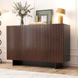 Guilren Modern 3-Door Sideboards Accent Cabinet, Walnut Wood Credenza with Storage