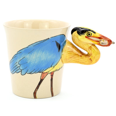 Mug196 Blue Heron W/fish Mug 10 Oz