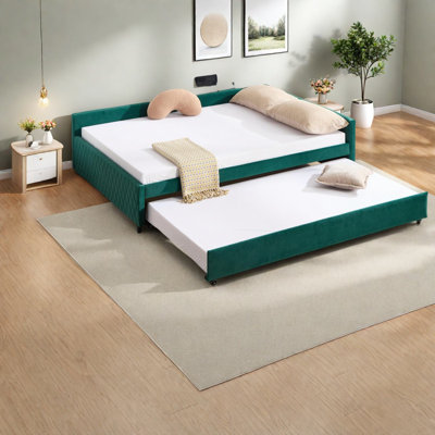 Modern Velvet Upholstered Beds With Trundle, Elegant Design For Home