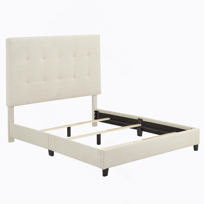 Lit plateforme tapissier touffeté, Beige