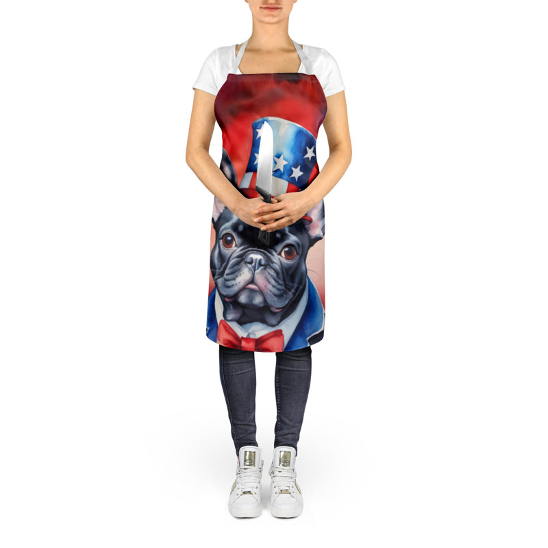 Patriotic American Apron, Black French Bulldog