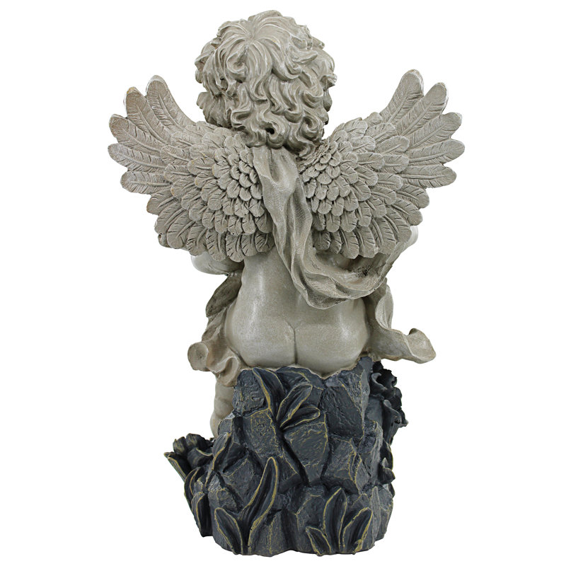 Sitting Cherub with Shell Garden Statue