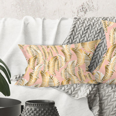 Coussin Golden Palm Leaves I - Mid-Century Modern Printed