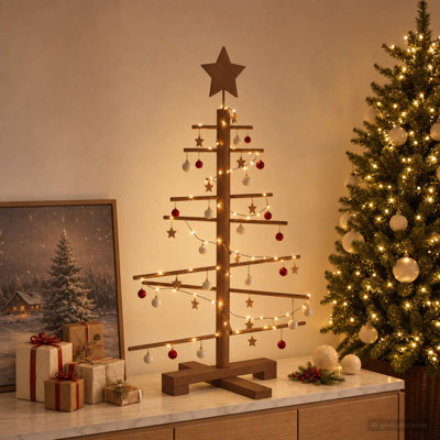 Sapin de Noël en bois de 75 cm, bambou et pin massif