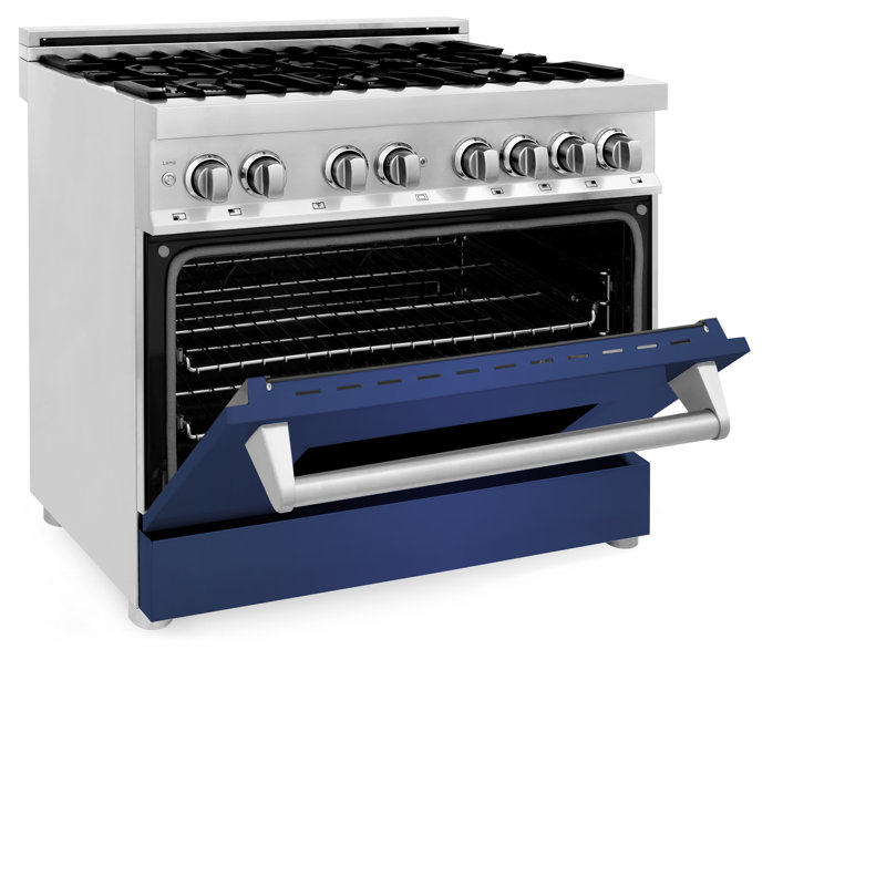 ZLINE 36" Legacy Dual Fuel Range, Blue Matte Stainless Steel