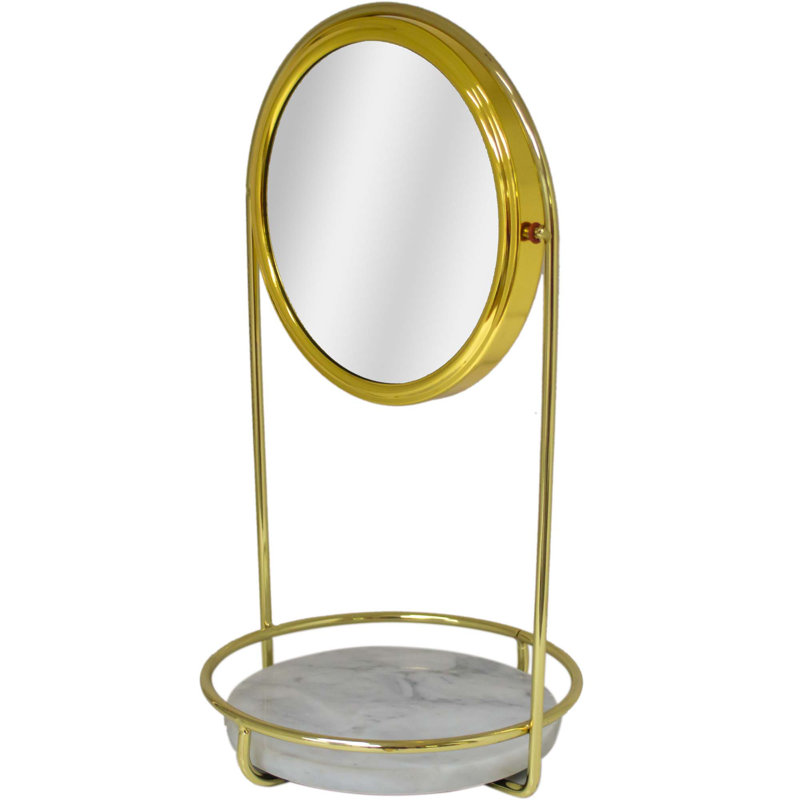 MaKee Flat Freestanding Vanity Mirror with Shelves