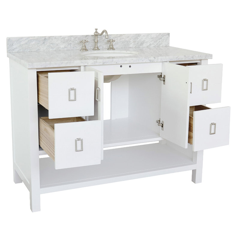 Wilhoit 49'' Single Bathroom Vanity with Top, White/White Carrara