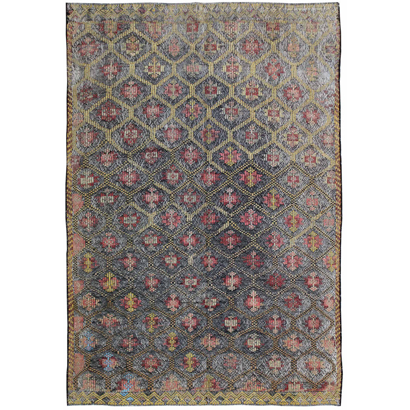 Tapis unique framboise / gris anthracite / brun de 5 pi 8 po x 8 pi 3 po Jijim
