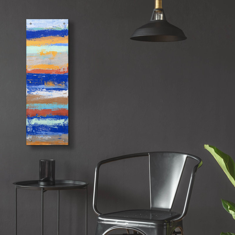 «Blue and Metal 1» par Hilary Winfield, H 36 po x l 12 po x P 0,2 po