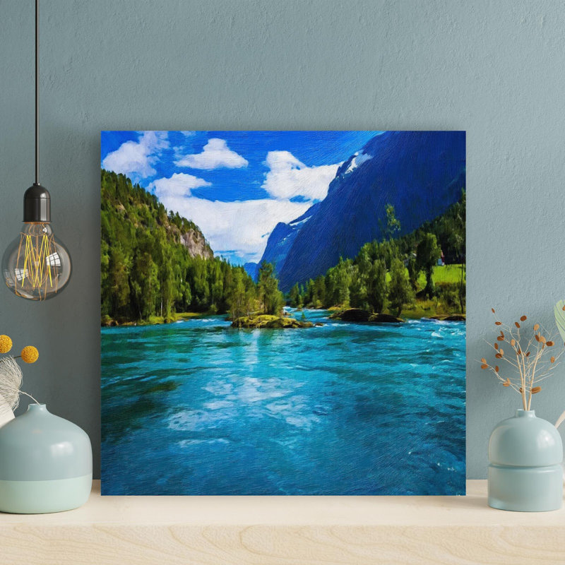 «Flowing Blue Water», reproduction d'art rectangulaire sur toile tendue 1 pièce, H 16 po x l 16 po x P 2 po