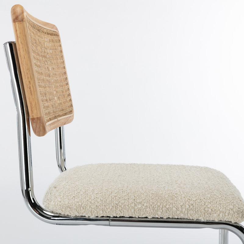 Chaise d'appoint Walsh Boucle, Boucle blanc, Chrome