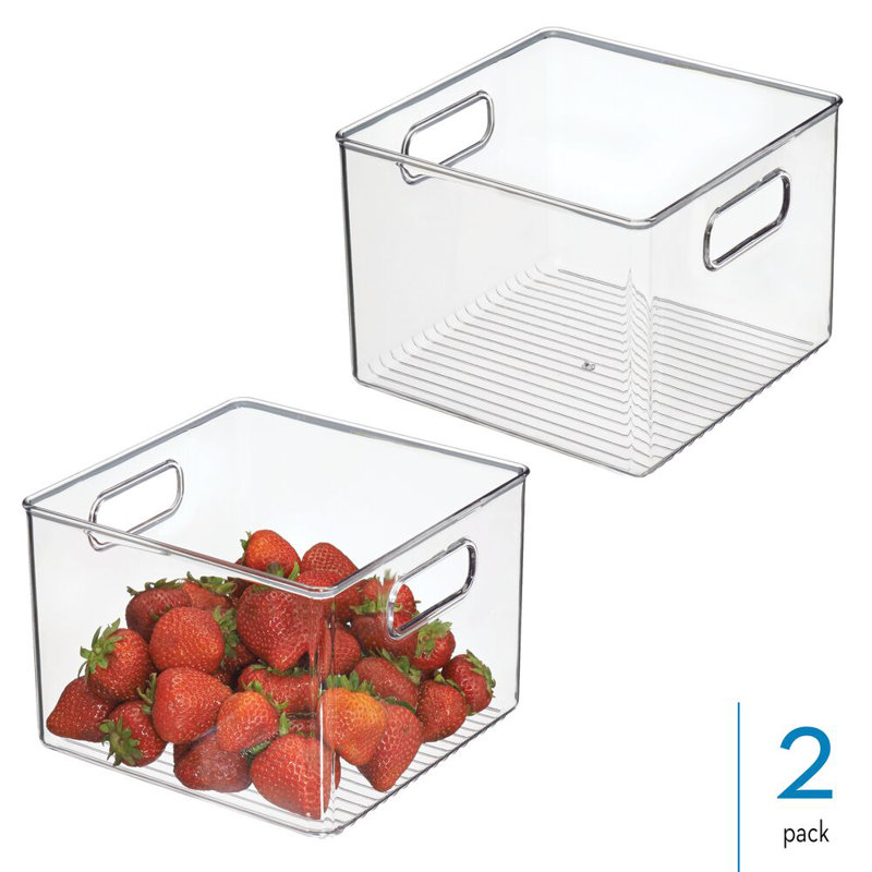 Ensemble de 2 bacs de rangement avec poignées iDesign - Transparent