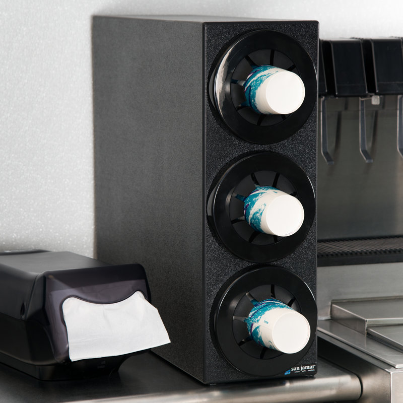 Black Plastic Actuated Beverage Cup Dispenser Cabinet