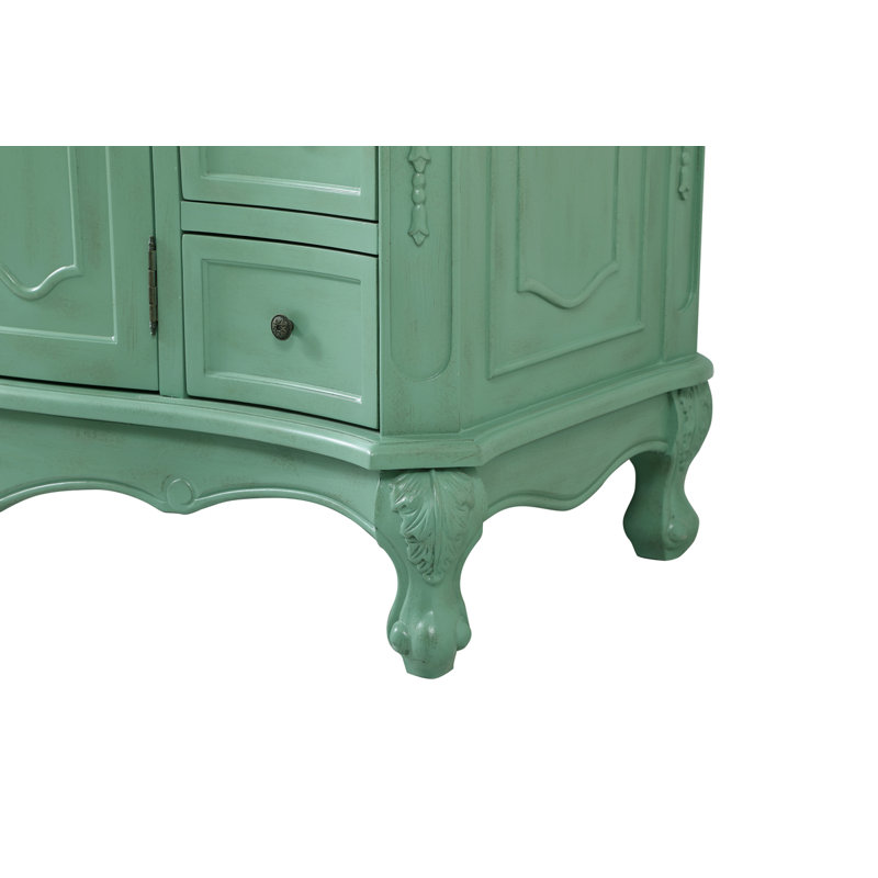 Ensemble de meuble-lavabo simple 48 po Lunette, Menthe rétro, Blanc Ivoire